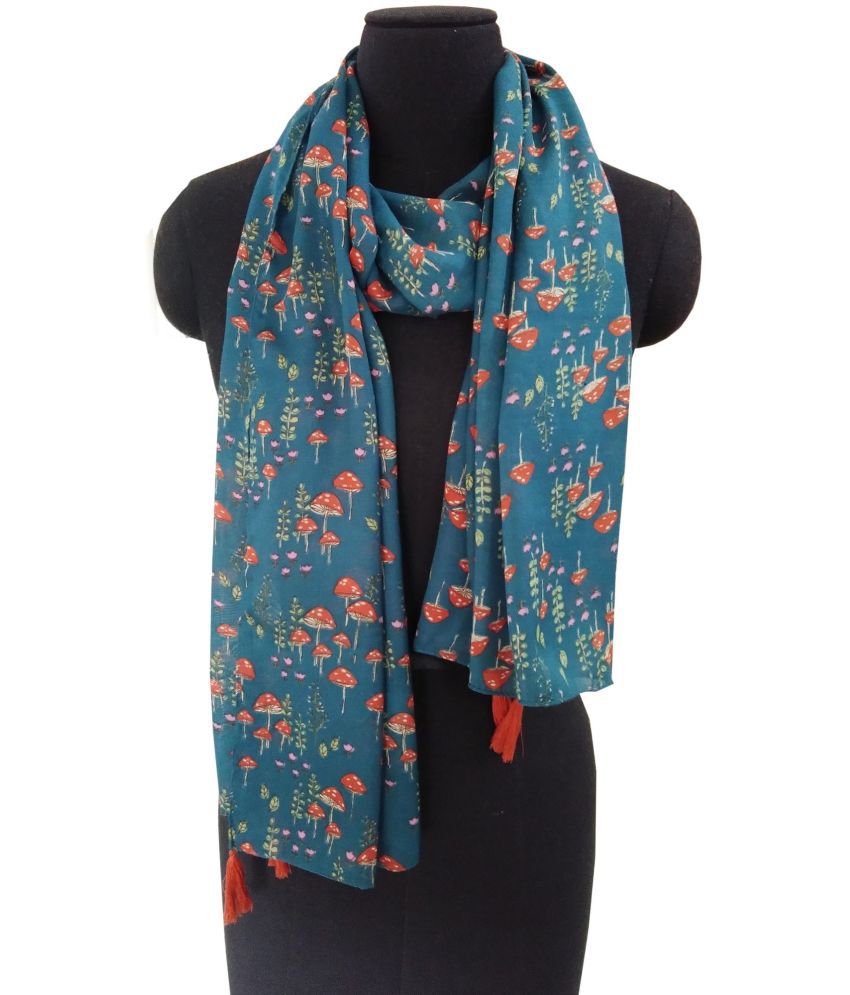     			JVNINE - Be Unique Teal Polyester Women's Stole ( Pack of 1 )