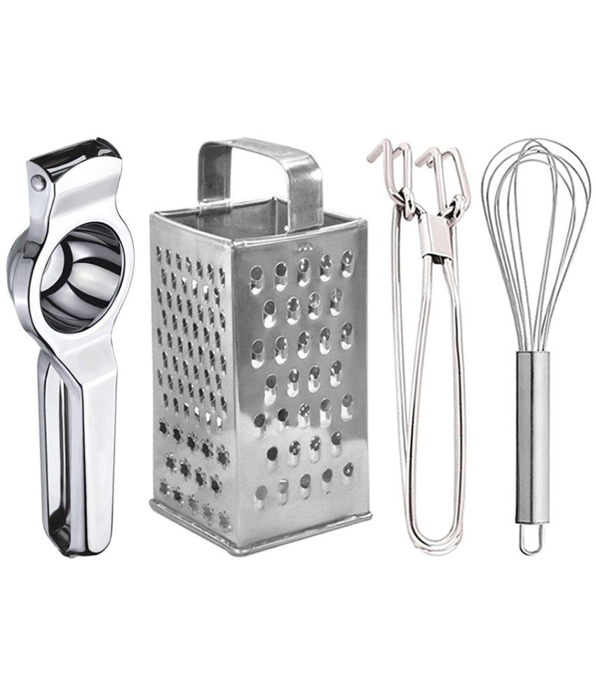     			OC9 Silver Stainless Steel Lemon+8in1 Grater+Pakkad+Whisk ( Set of 4 )