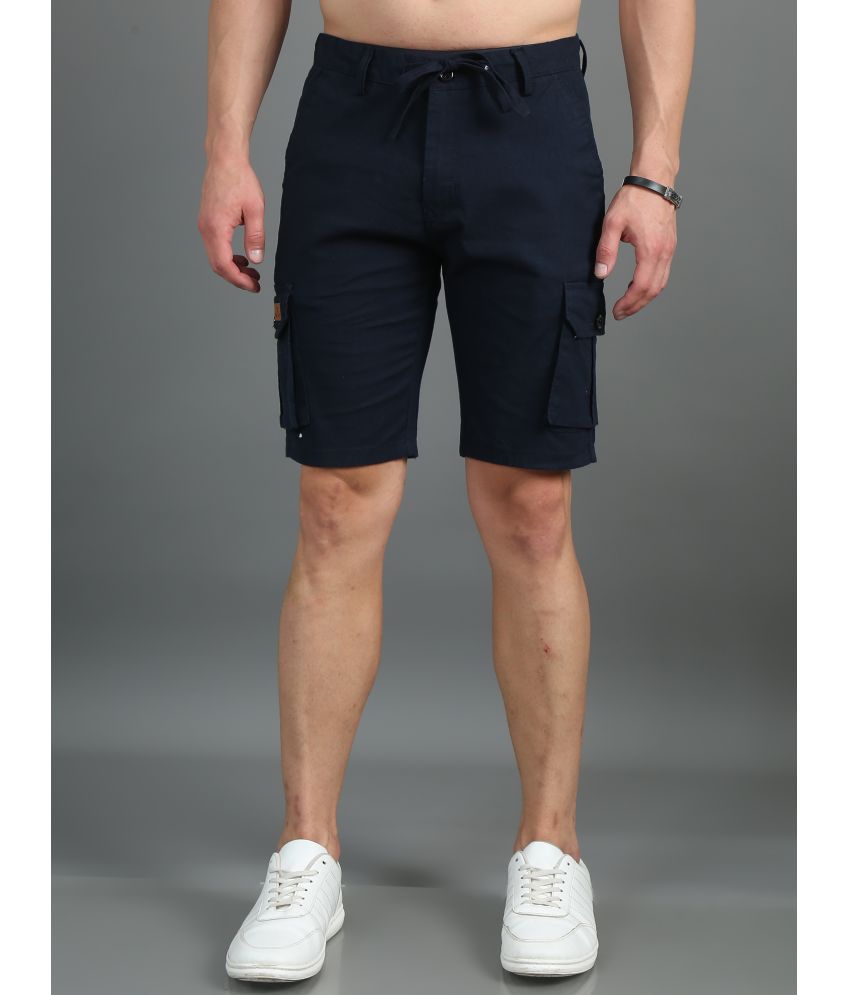     			Paul Street Navy Linen Men's Shorts ( Pack of 1 )