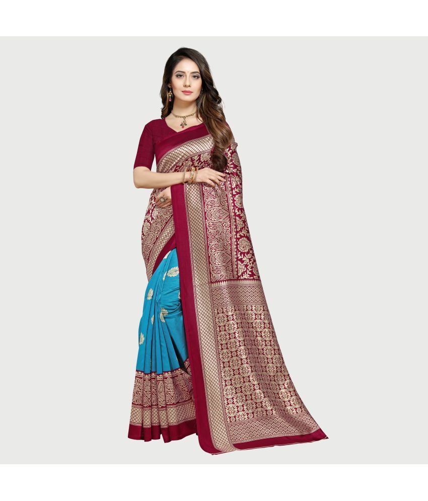     			Rekha Maniyar Silk Printed Saree With Blouse Piece - Maroon ( Pack of 1 )