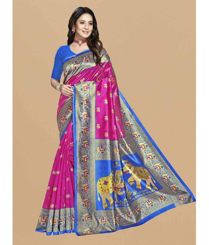     			Rekha Maniyar Silk Printed Saree With Blouse Piece - Purple ( Pack of 1 )