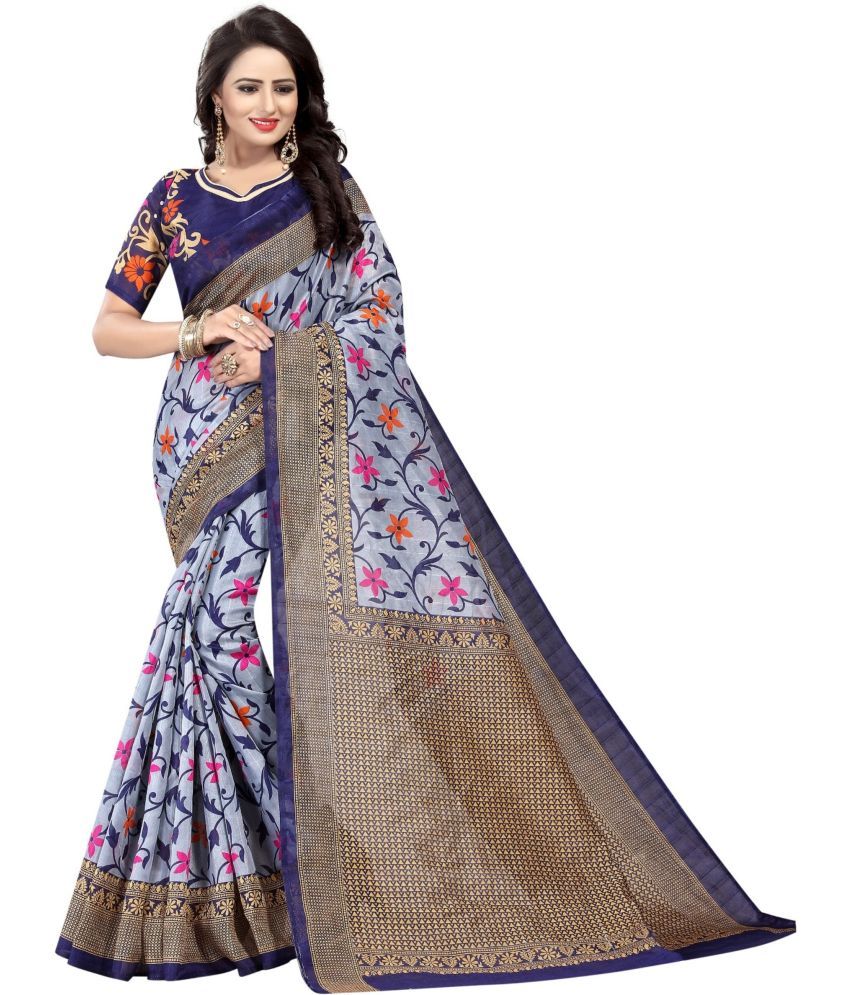     			Saadhvi Cotton Silk Applique Saree Without Blouse Piece - BLue ( Pack of 1 )