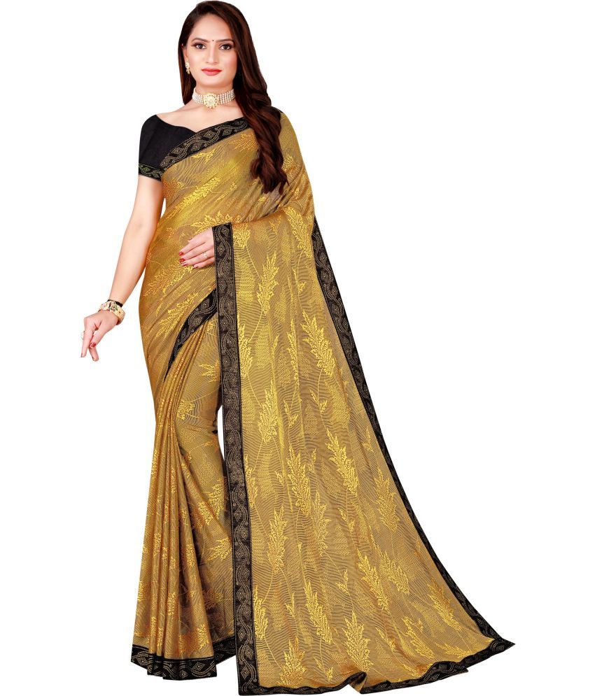     			Saadhvi Cotton Silk Applique Saree Without Blouse Piece - Yellow ( Pack of 1 )