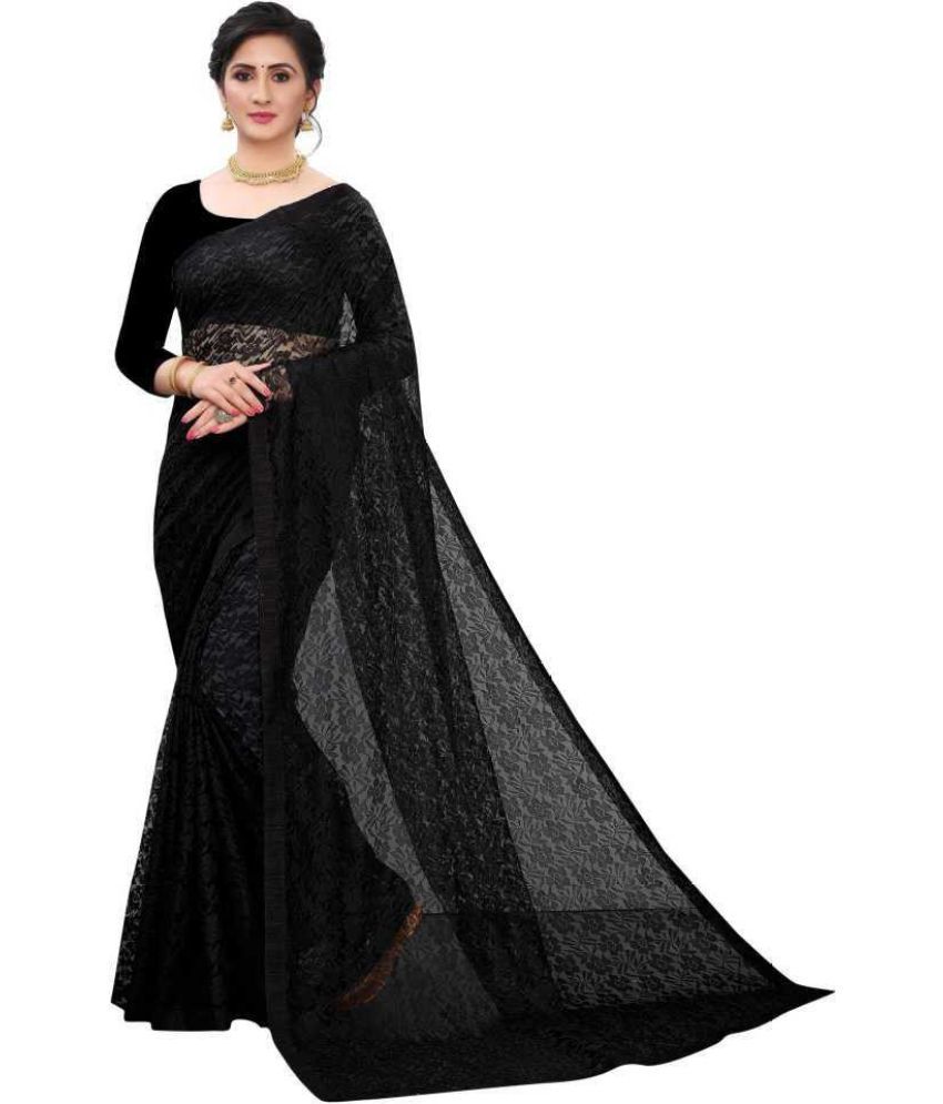     			Saadhvi Cotton Silk Applique Saree Without Blouse Piece - Black ( Pack of 1 )