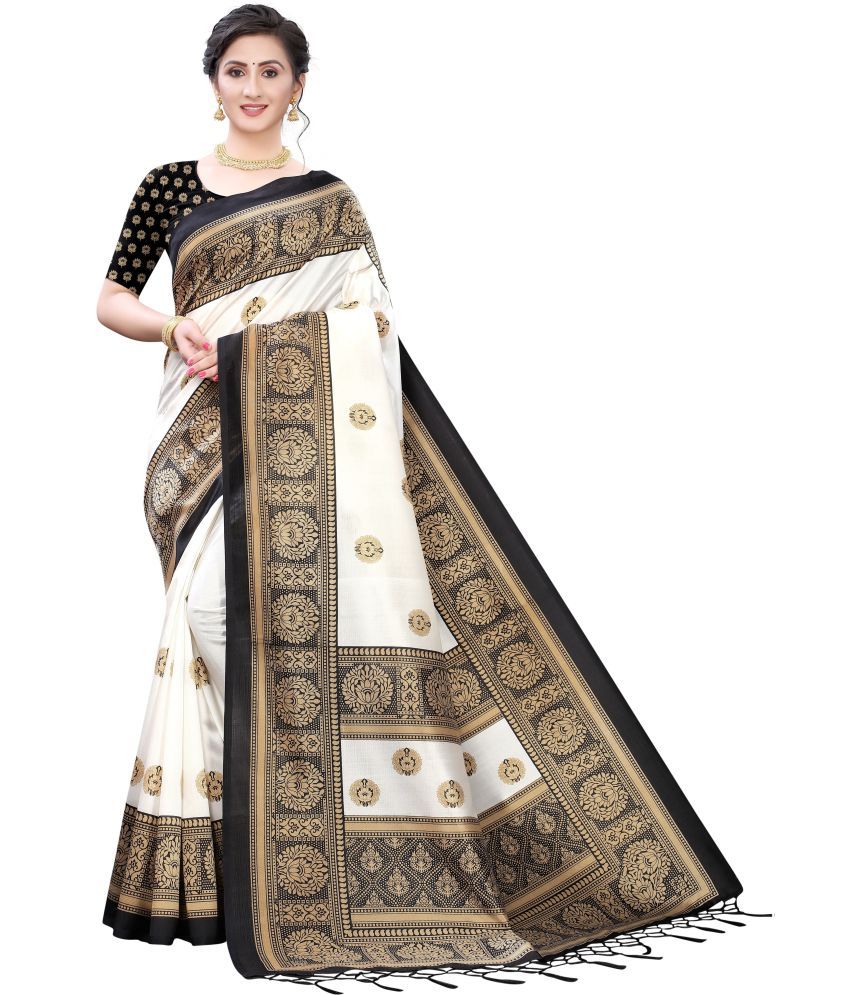     			Saadhvi Cotton Silk Applique Saree Without Blouse Piece - Black ( Pack of 1 )