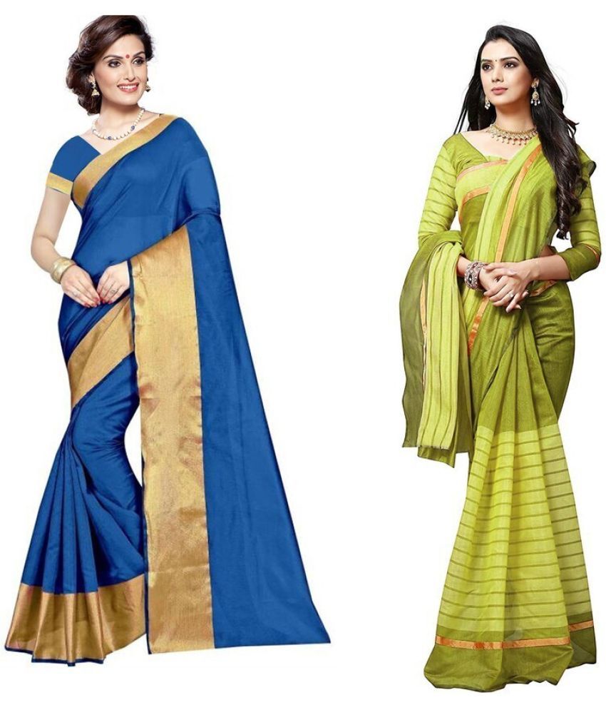     			Saadhvi Cotton Silk Applique Saree Without Blouse Piece - Multicolor ( Pack of 1 )