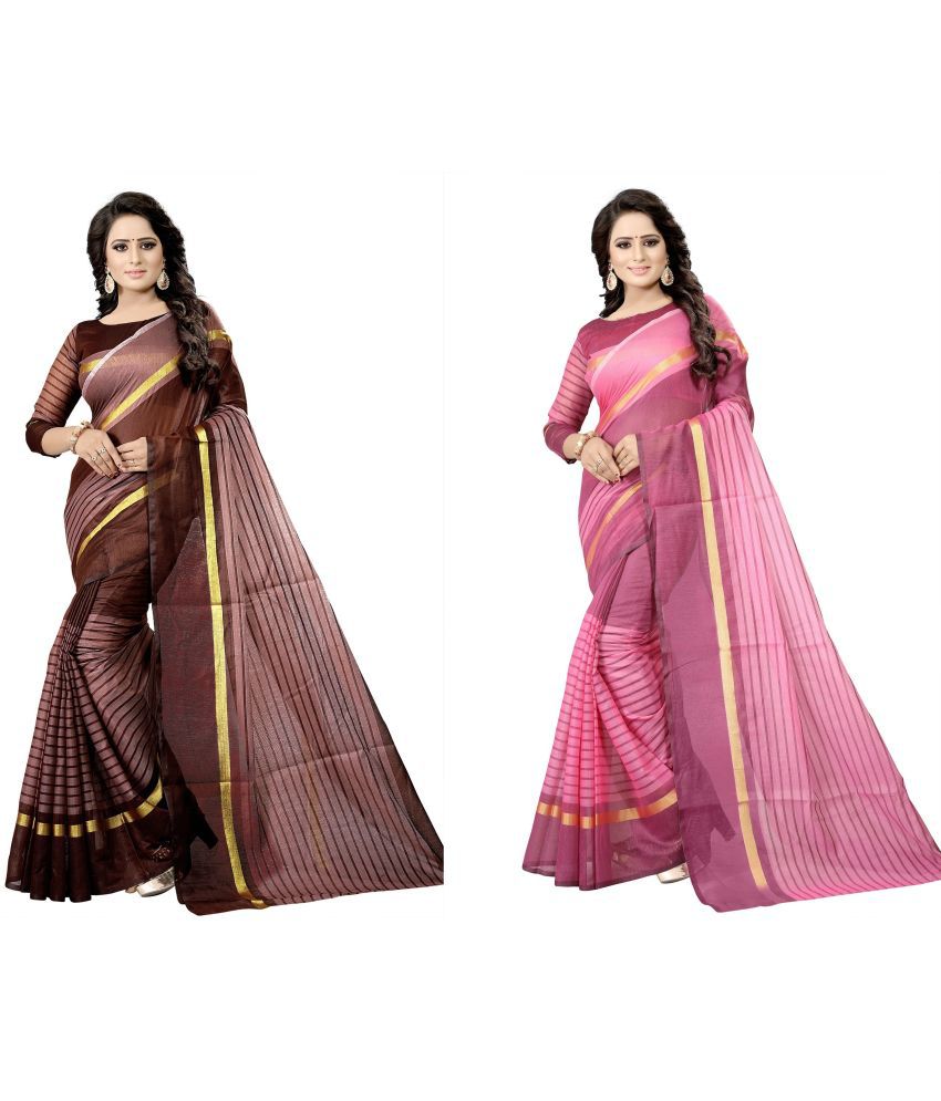     			Saadhvi Cotton Silk Applique Saree Without Blouse Piece - Multicolor ( Pack of 1 )