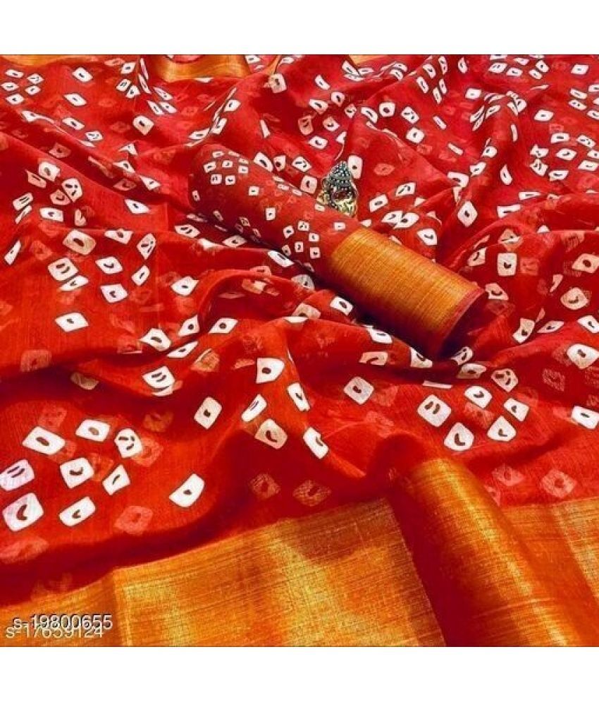     			Saadhvi Cotton Silk Applique Saree Without Blouse Piece - Red ( Pack of 1 )