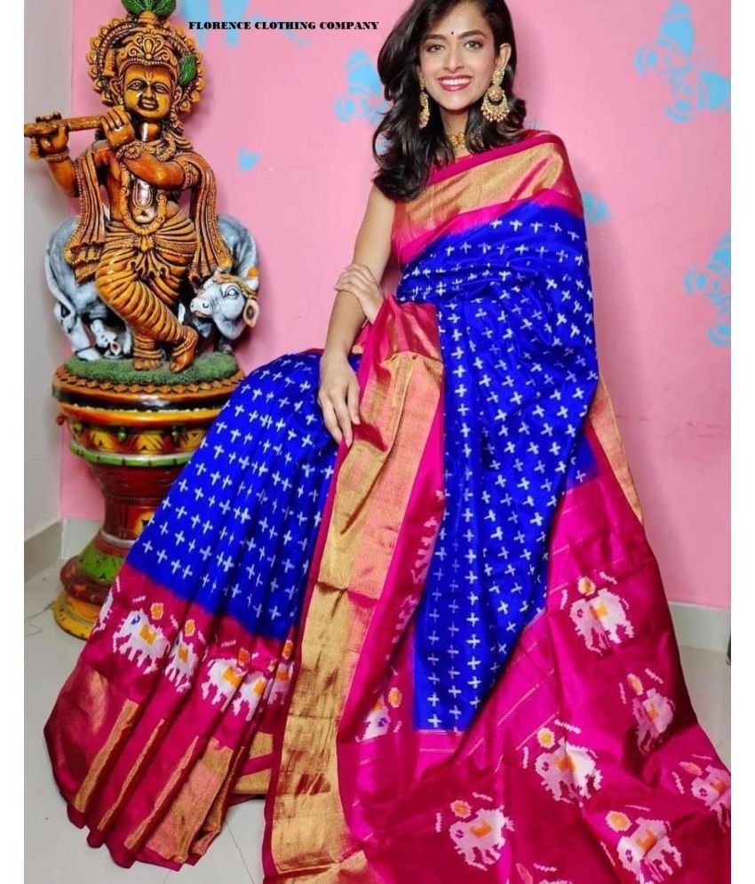     			Saadhvi Cotton Silk Applique Saree Without Blouse Piece - Blue ( Pack of 1 )