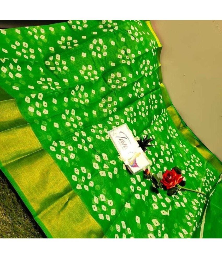     			Saadhvi Cotton Silk Applique Saree Without Blouse Piece - Green ( Pack of 1 )