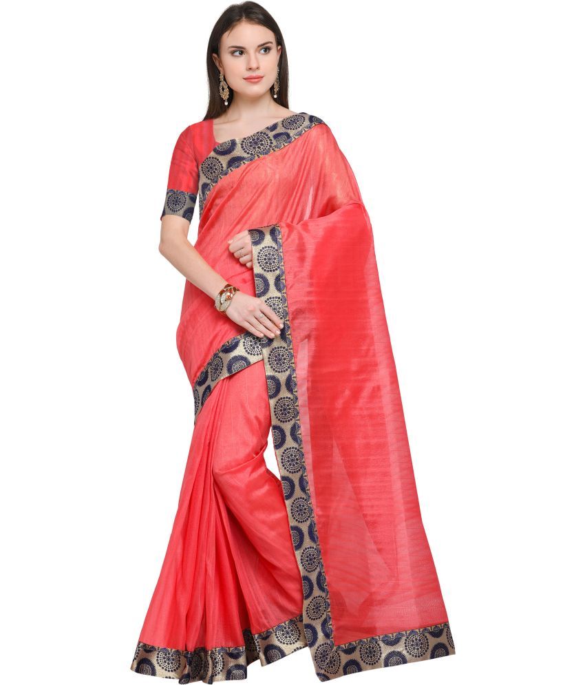     			Saadhvi Cotton Silk Embellished Saree Without Blouse Piece - Peach ( Pack of 1 )