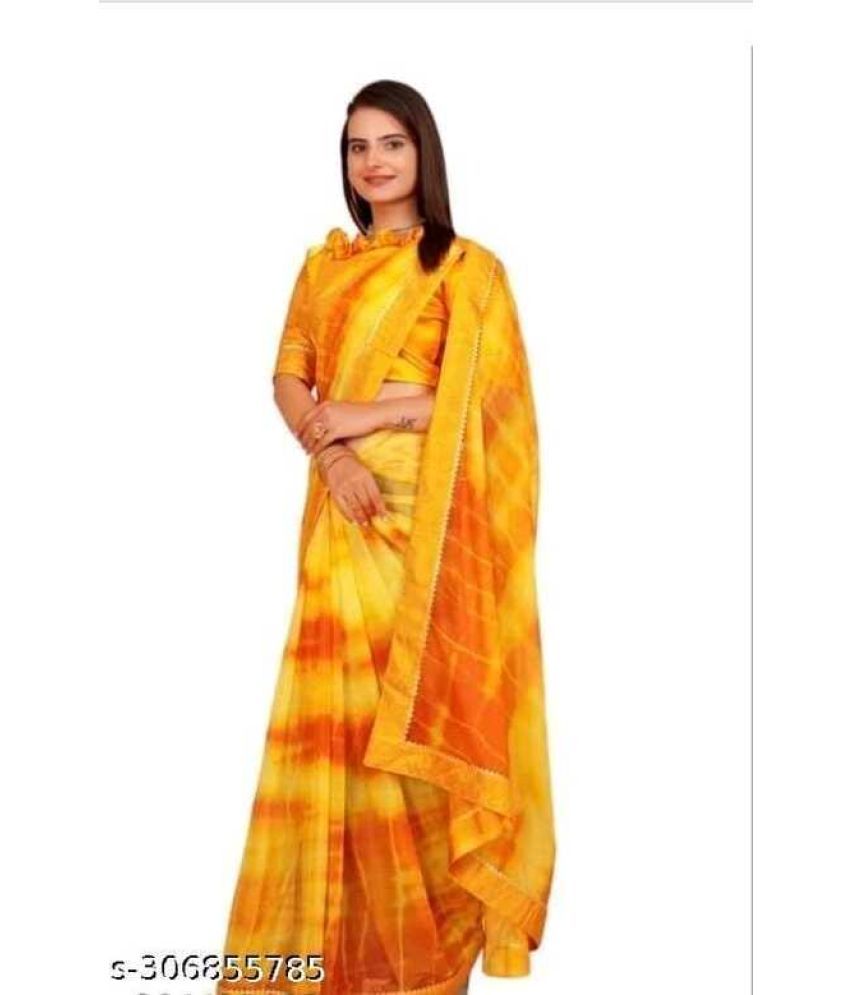     			Saadhvi Cotton Silk Embellished Saree Without Blouse Piece - Yellow ( Pack of 1 )