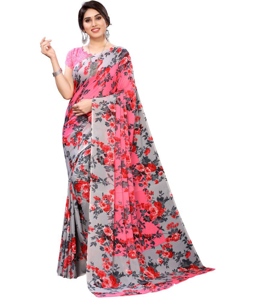     			Saadhvi Cotton Silk Embellished Saree Without Blouse Piece - Pink ( Pack of 1 )