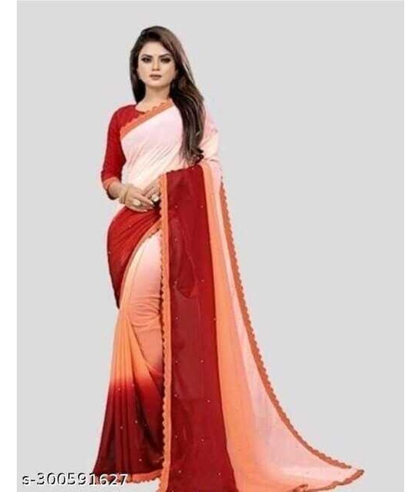     			Saadhvi Cotton Silk Printed Saree Without Blouse Piece - Red ( Pack of 1 )