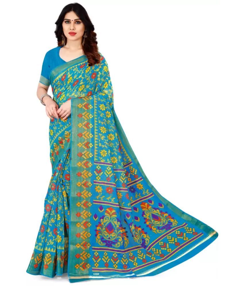     			Saadhvi Cotton Silk Printed Saree With Blouse Piece - Rama ( Pack of 1 )