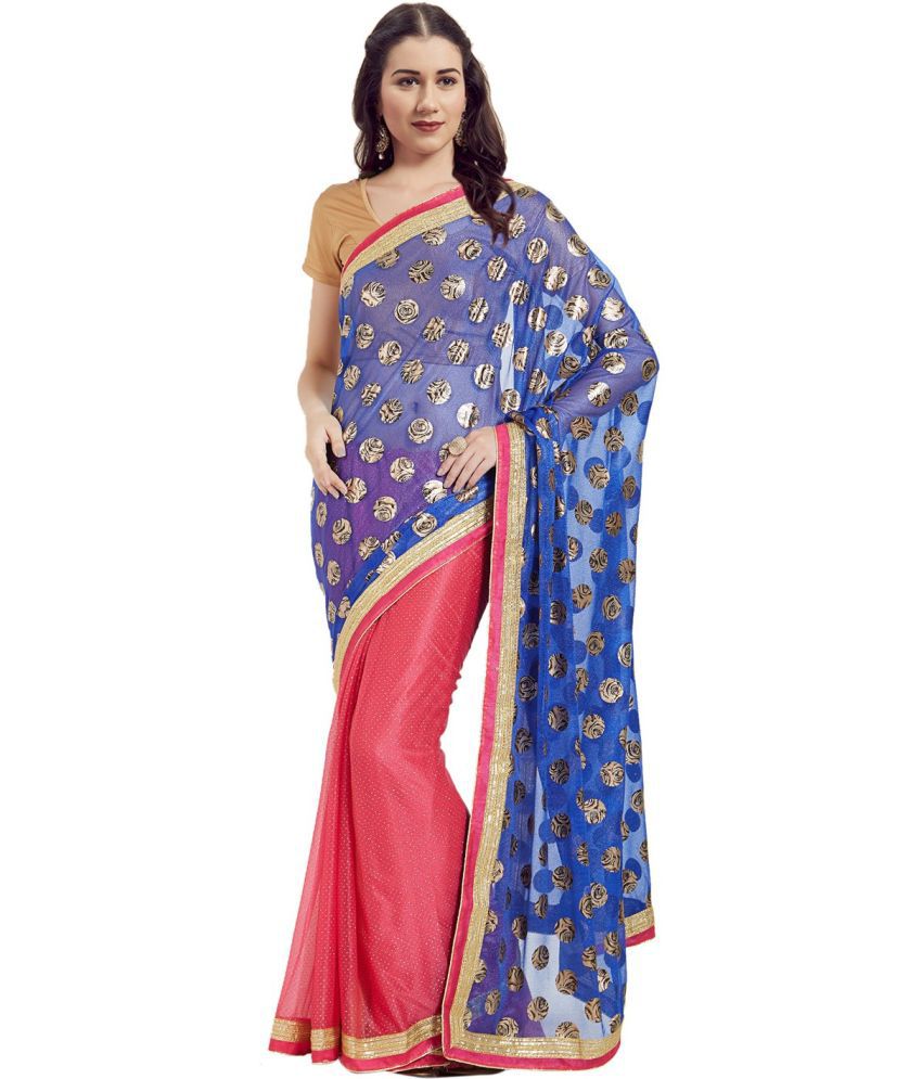     			Saadhvi Cotton Silk Printed Saree Without Blouse Piece - Pink ( Pack of 1 )