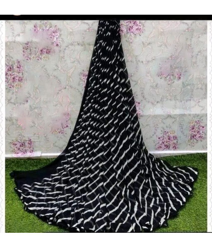     			Saadhvi Cotton Silk Printed Saree Without Blouse Piece - Black ( Pack of 1 )