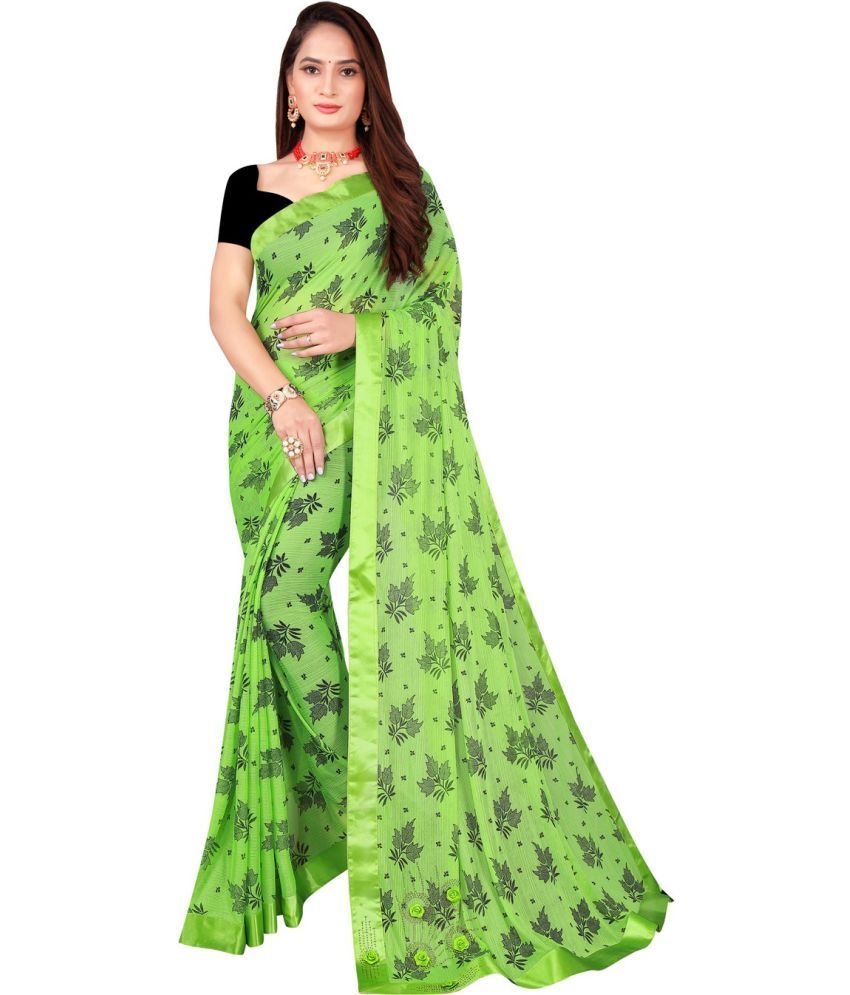     			Saadhvi Cotton Silk Self Design Saree Without Blouse Piece - Green ( Pack of 1 )