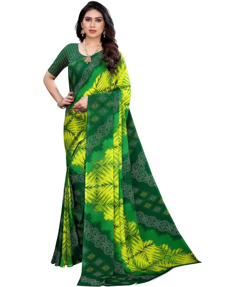     			Saadhvi Cotton Silk Self Design Saree Without Blouse Piece - Green ( Pack of 1 )