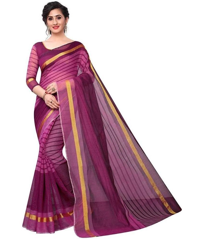     			Saadhvi Cotton Silk Solid Saree Without Blouse Piece - Wine ( Pack of 1 )