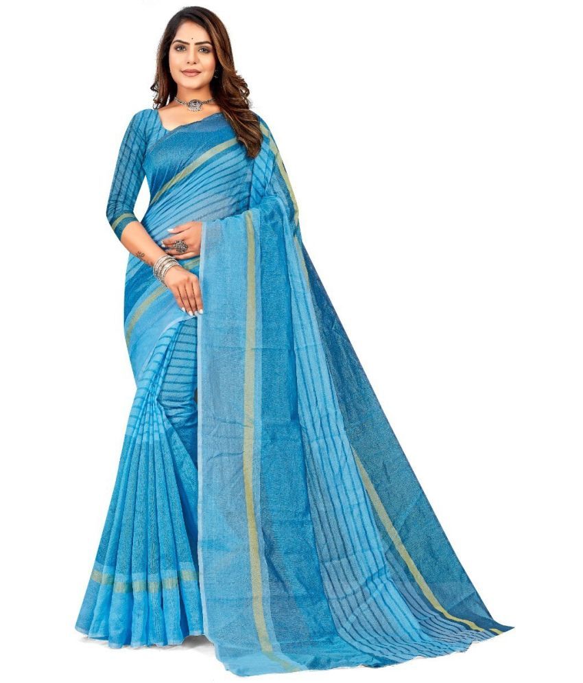     			Saadhvi Cotton Silk Solid Saree Without Blouse Piece - Turquoise ( Pack of 1 )