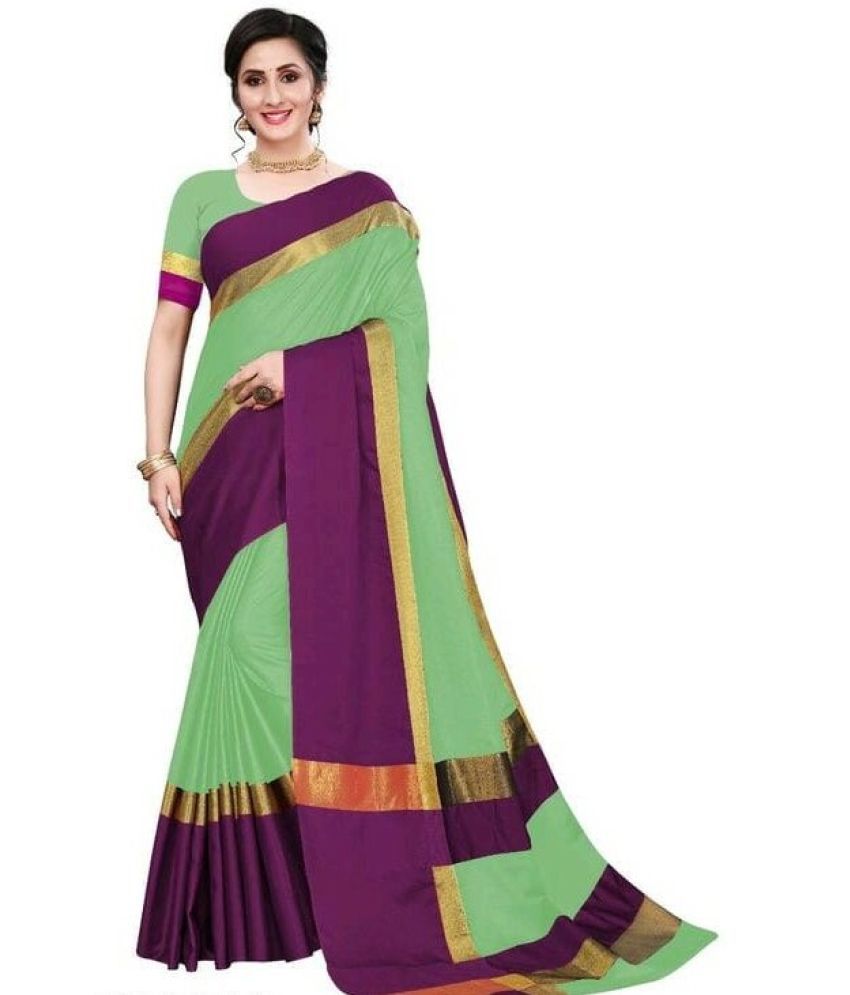     			Saadhvi Cotton Silk Woven Saree Without Blouse Piece - Multicolor ( Pack of 1 )