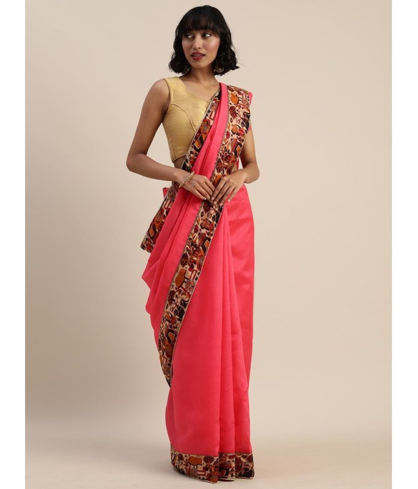     			Saadhvi Cotton Silk Woven Saree Without Blouse Piece - Pink ( Pack of 1 )