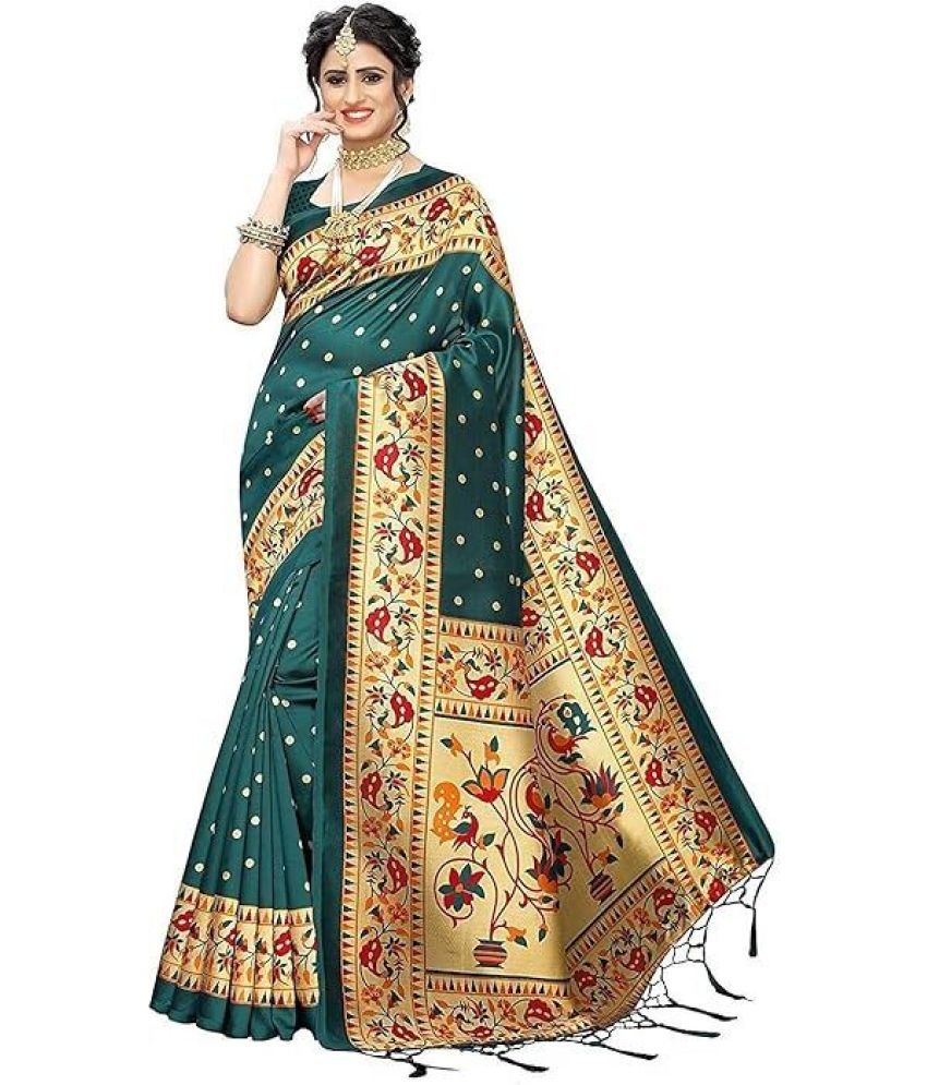     			Saadhvi Cotton Silk Woven Saree With Blouse Piece - Rama ( Pack of 1 )