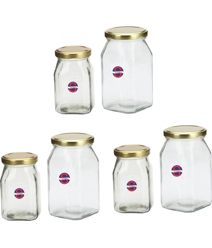     			Somil Glass Container Jar Glass Transparent Utility Container ( Set of 6 )