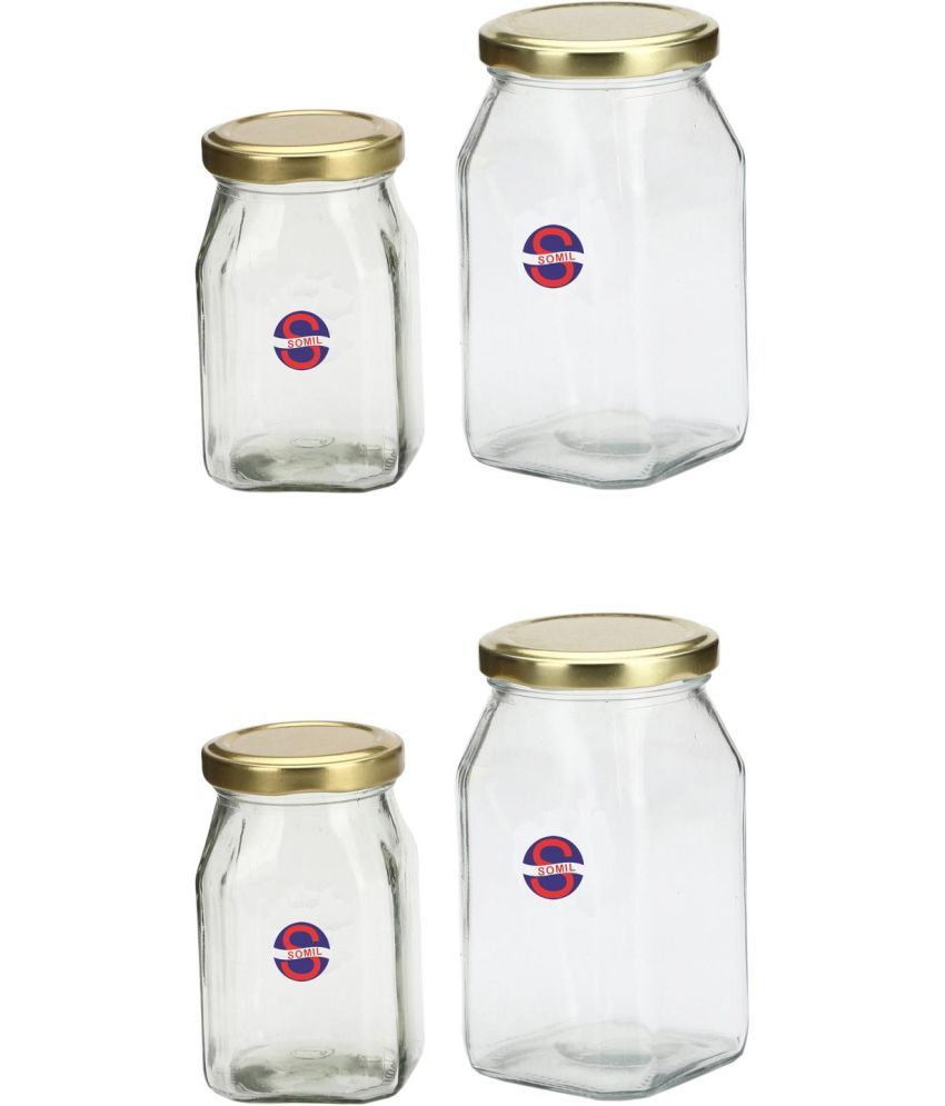     			Somil Glass Container Jar Glass Transparent Utility Container ( Set of 4 )