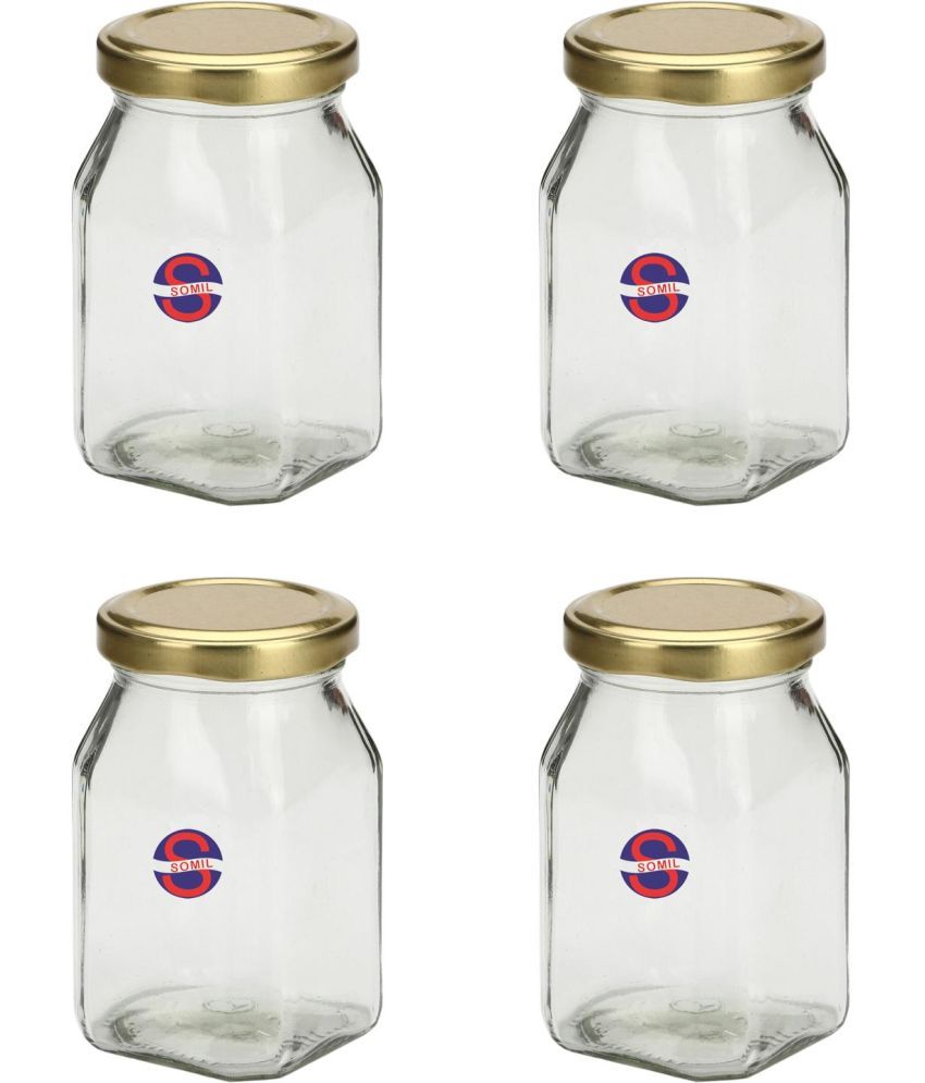     			Somil Glass Container Jar Glass Transparent Utility Container ( Set of 4 )