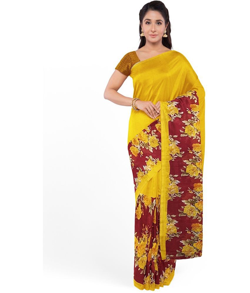     			Vkaran Cotton Silk Applique Saree Without Blouse Piece - Gold ( Pack of 2 )
