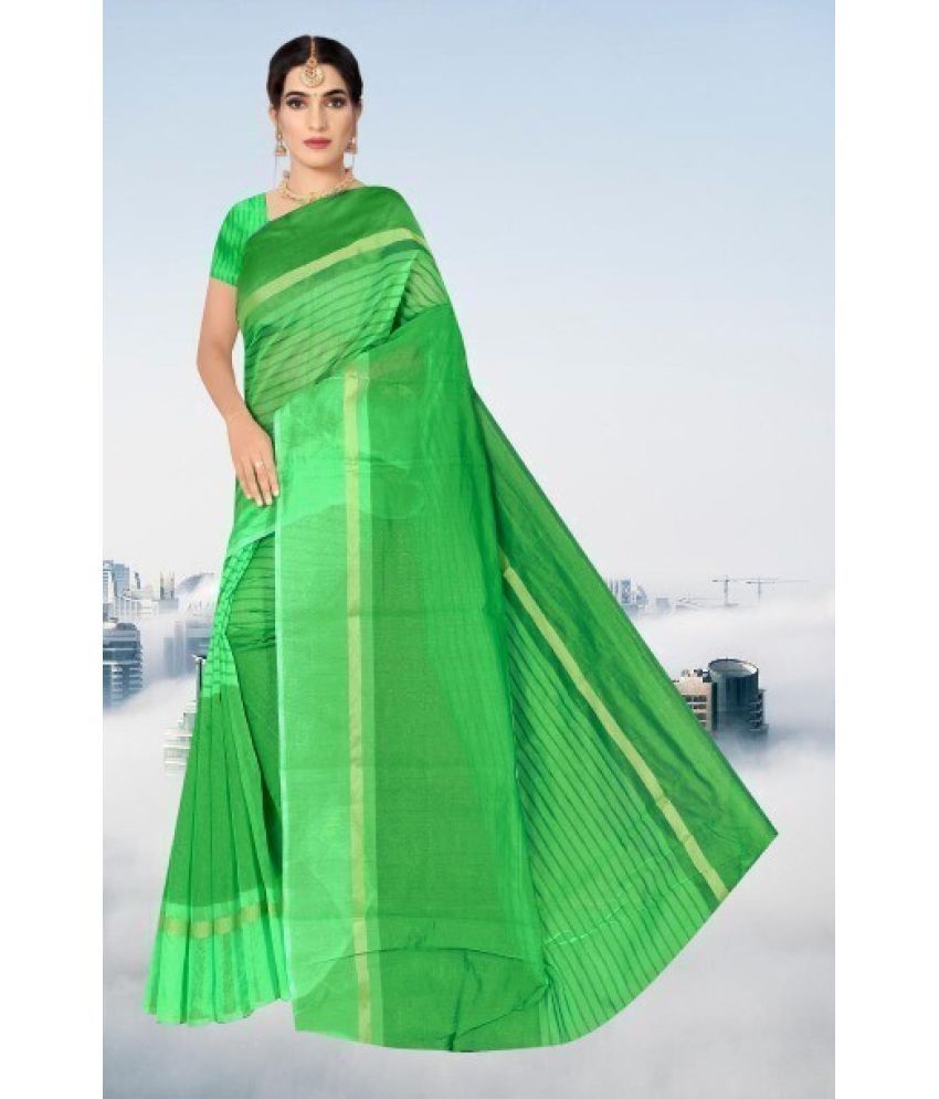     			Vkaran Cotton Silk Applique Saree Without Blouse Piece - Light Green ( Pack of 1 )