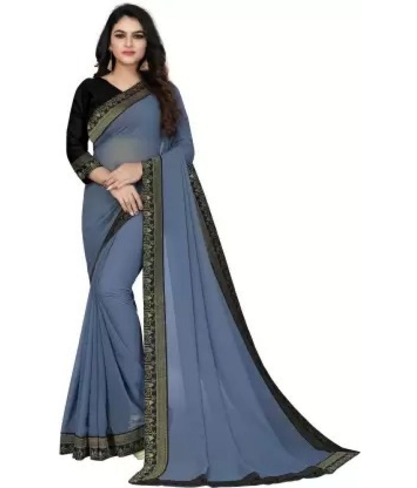     			Vkaran Cotton Silk Applique Saree Without Blouse Piece - Grey ( Pack of 1 )