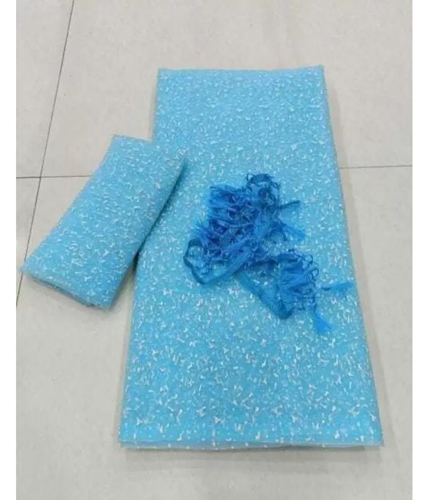     			Vkaran Net Solid Saree Without Blouse Piece - SkyBlue ( Pack of 1 )