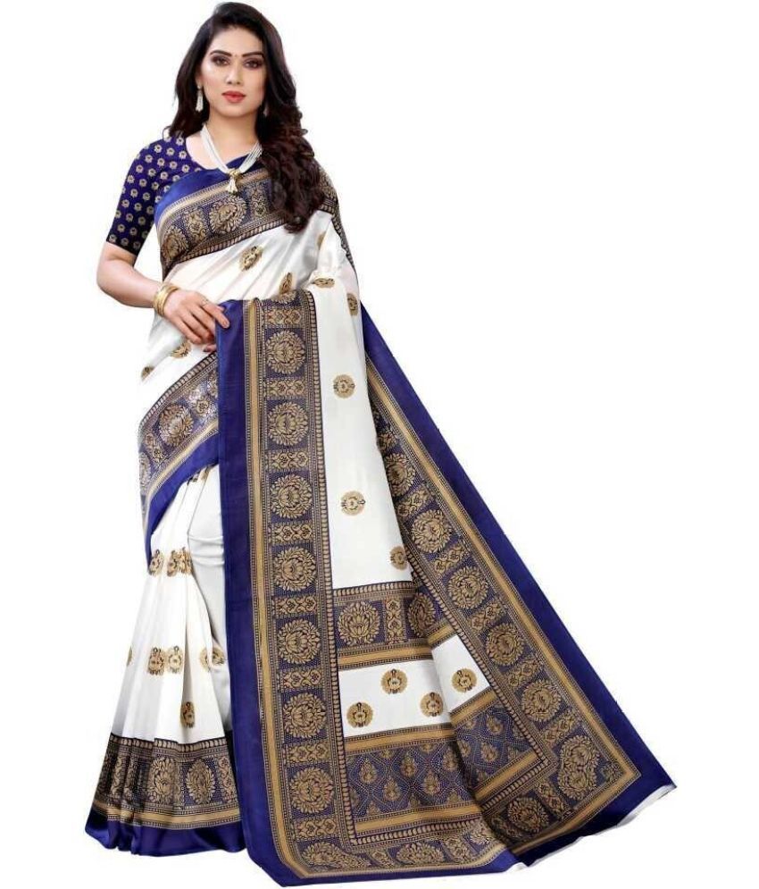     			Vkaran Cotton Silk Solid Saree Without Blouse Piece - Blue ( Pack of 1 )