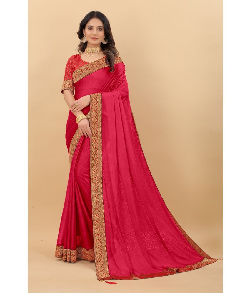     			Vkaran Net Cut Outs Saree With Blouse Piece - Peach ( Pack of 1 )