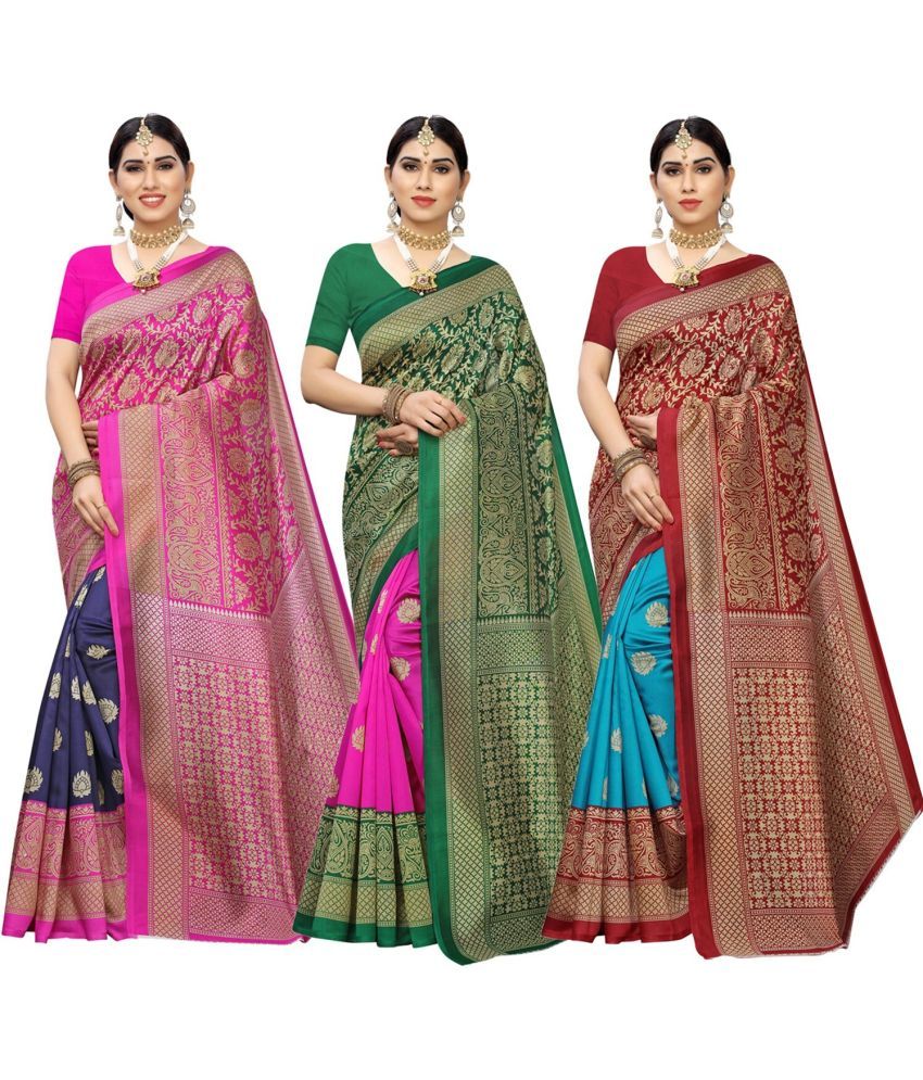     			Vkaran Net Cut Outs Saree With Blouse Piece - Multicolor ( Pack of 1 )