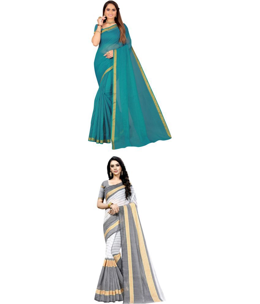     			Vkaran Net Cut Outs Saree With Blouse Piece - Green ( Pack of 1 )
