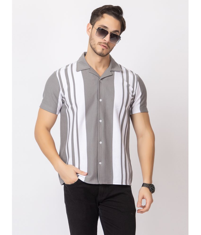     			ARIIX Cotton Blend Regular Fit Striped Half Sleeves Men's Casual Shirt - Grey ( Pack of 1 )