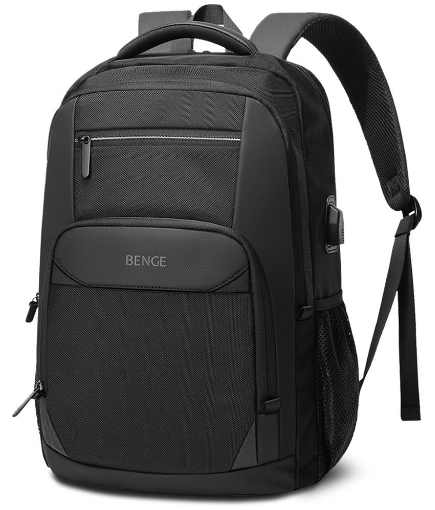     			BENGE Black Polyester Backpack ( 30 Ltrs )