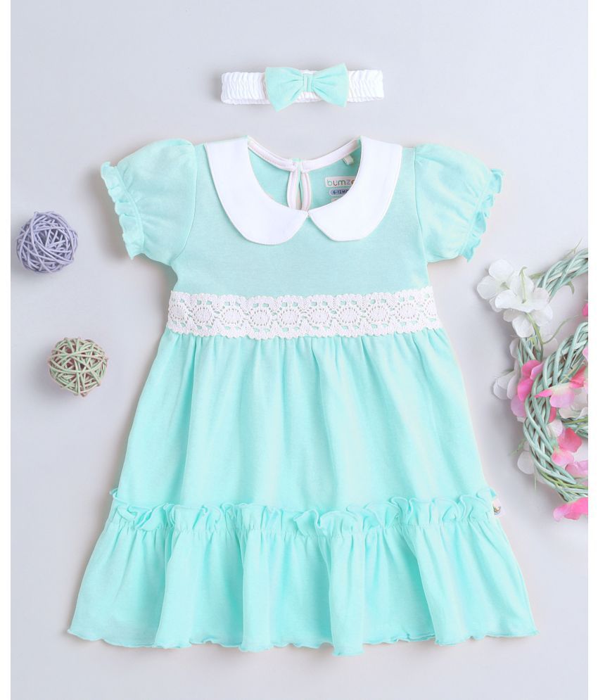     			BUMZEE Mint Green Cotton Baby Girl Frock ( Pack of 1 )