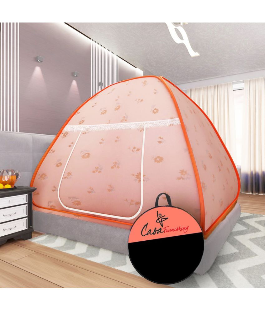     			CASA FURNISHING - Orange HDPE - High Density Poly Ethylene Tent Mosquito Net ( Pack of 1 )