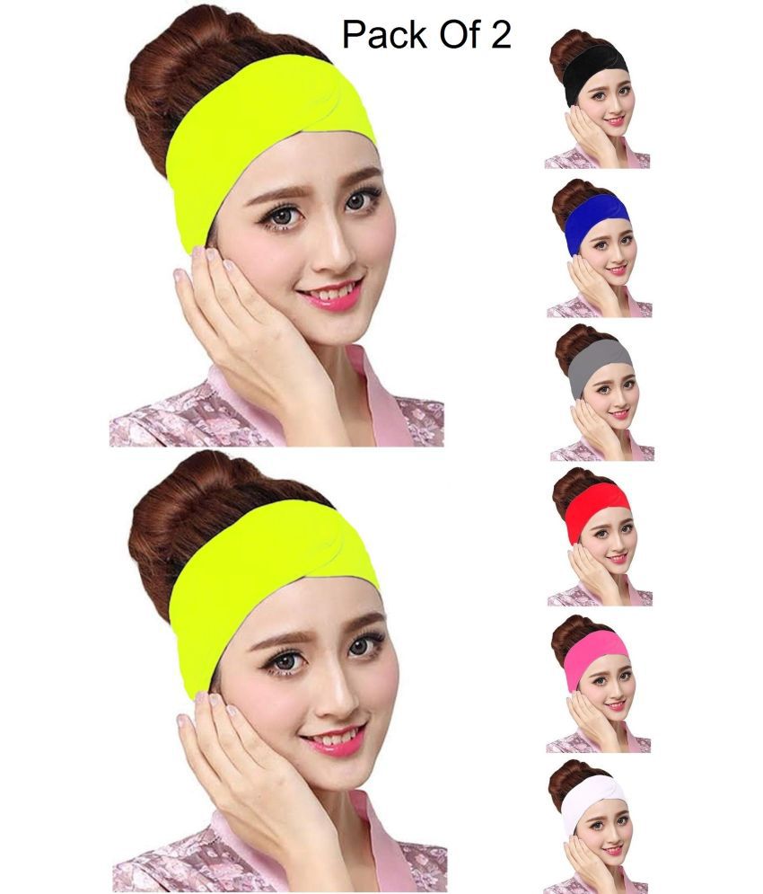     			JUZZII Yellow Velvet Women's Headwrap ( Pack of 2 )