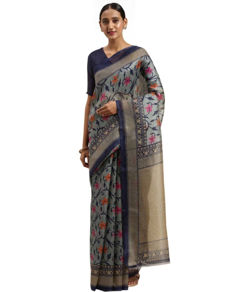     			Saadhvi Cotton Silk Applique Saree Without Blouse Piece - Grey ( Pack of 1 )