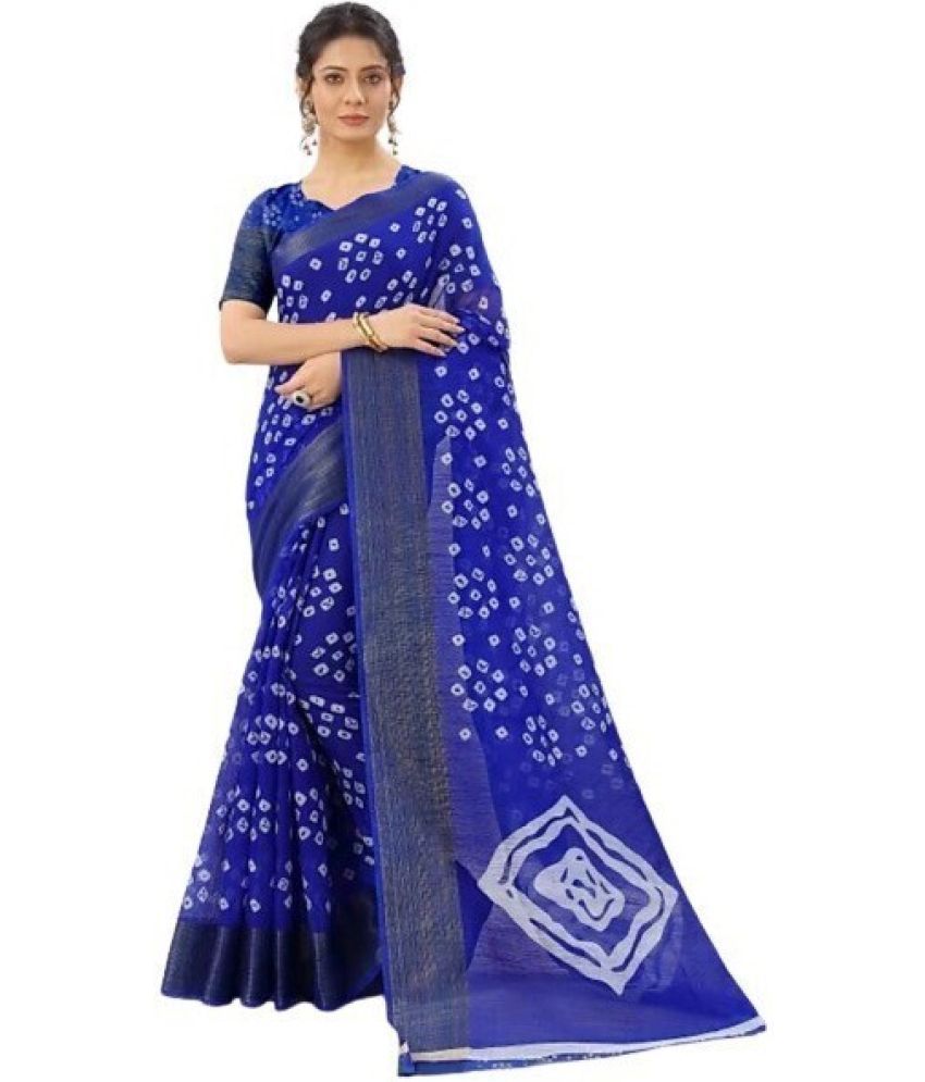     			Saadhvi Cotton Silk Applique Saree Without Blouse Piece - BLUE ( Pack of 1 )