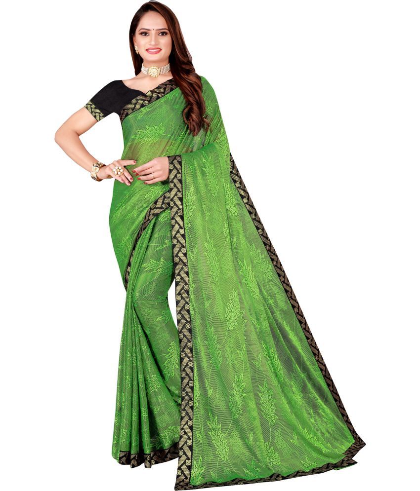     			Saadhvi Cotton Silk Applique Saree Without Blouse Piece - Green ( Pack of 2 )