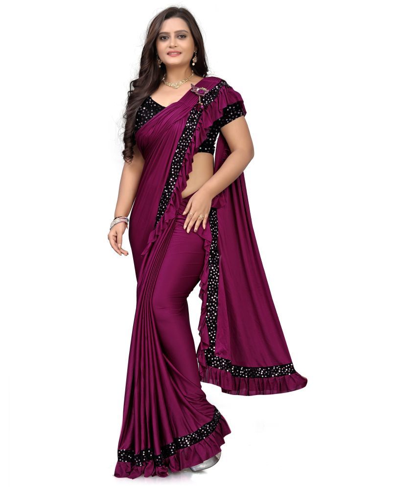     			Saadhvi Cotton Silk Applique Saree Without Blouse Piece - Magenta ( Pack of 2 )