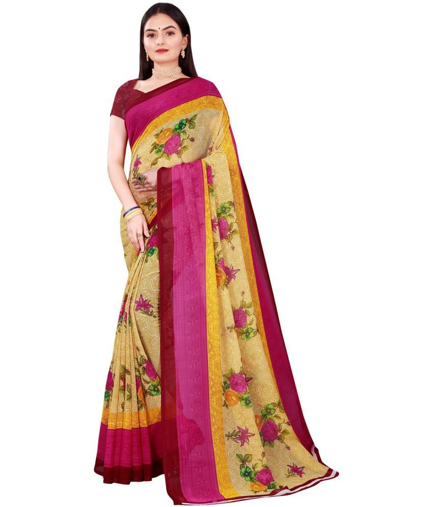     			Saadhvi Cotton Silk Applique Saree Without Blouse Piece - Beige ( Pack of 1 )