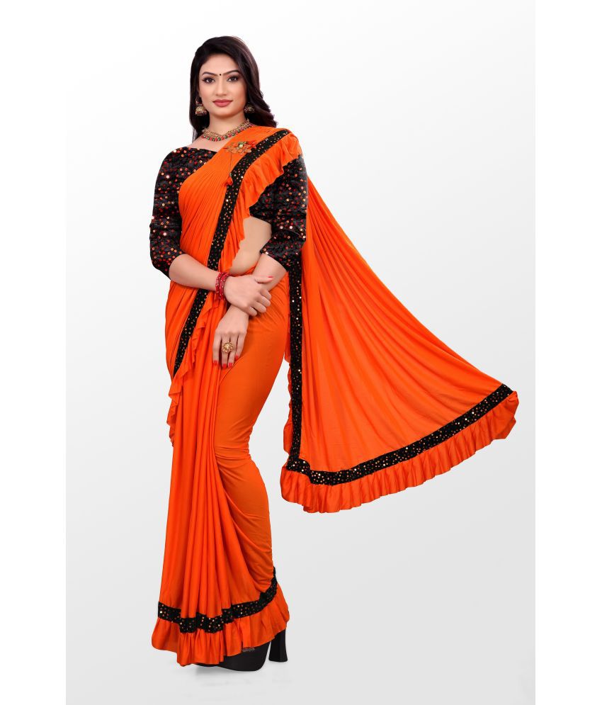     			Saadhvi Cotton Silk Applique Saree Without Blouse Piece - orange ( Pack of 2 )